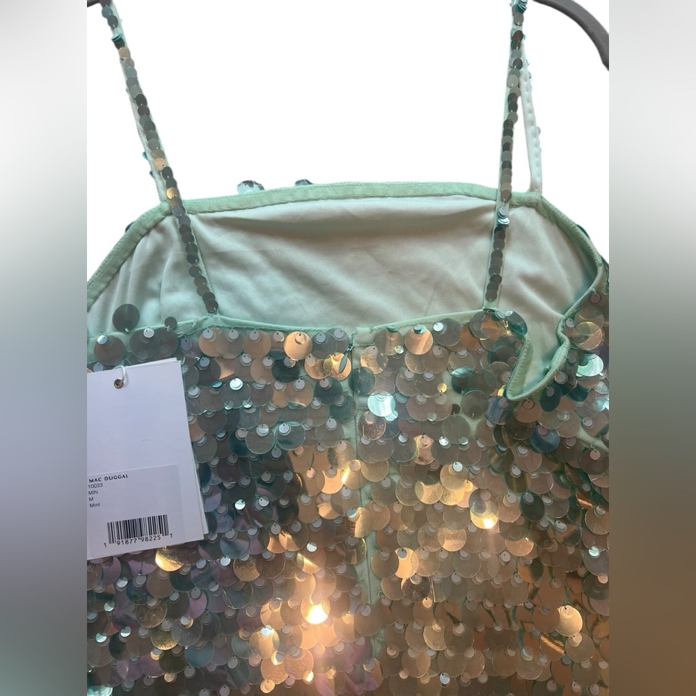 NWT Mac Duggal Mint Slim Strap Paillette Sequin Mini Dress Women (M)10033 - Picture 8 of 14